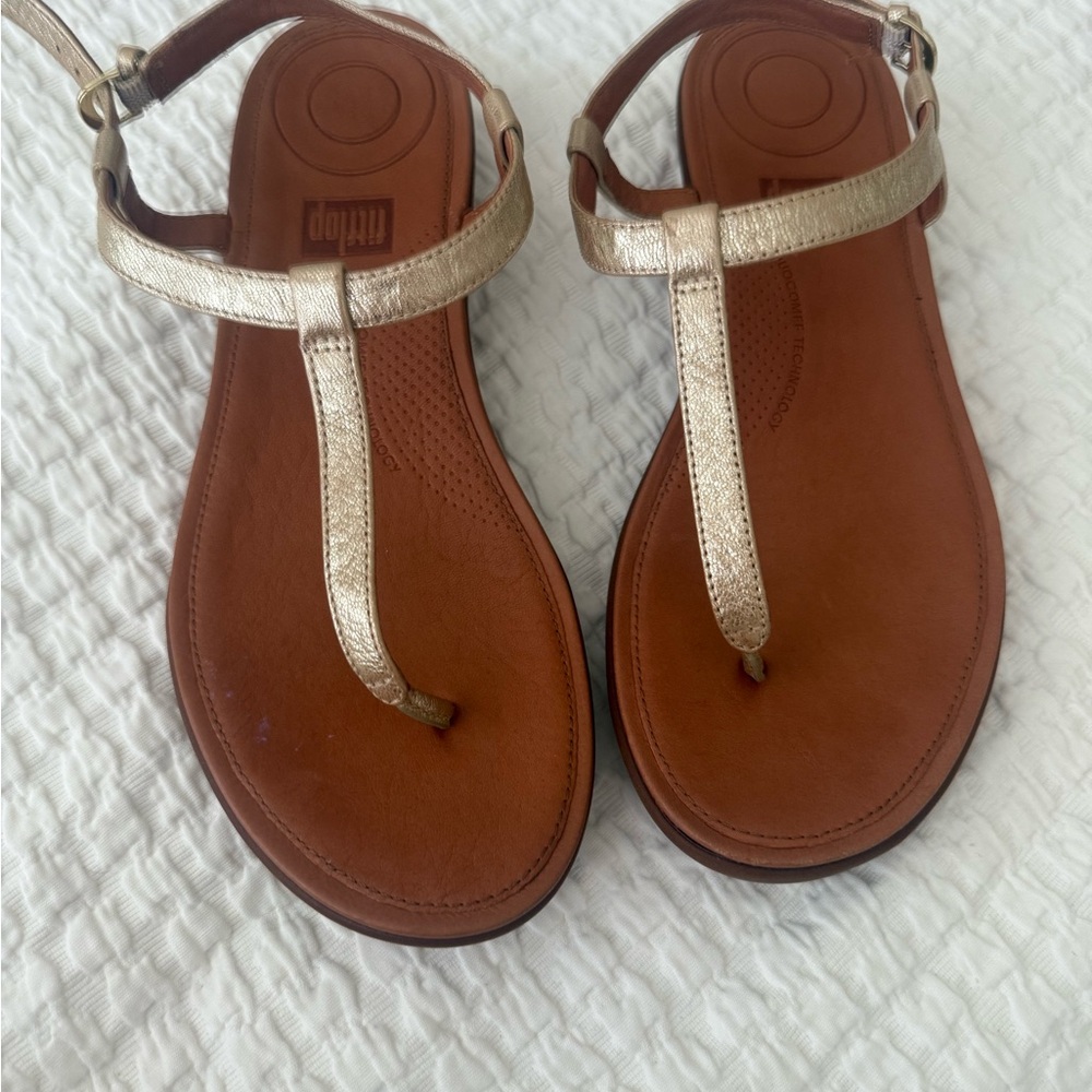 Fitflop Gold T-Strap Sandals